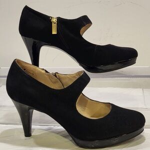 BANDOLINO Malha black suede Mary Jane platform heels